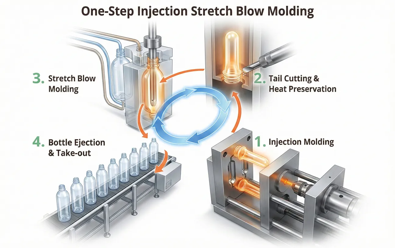 one-step Injection Stretch Blow Molding Flow Process
